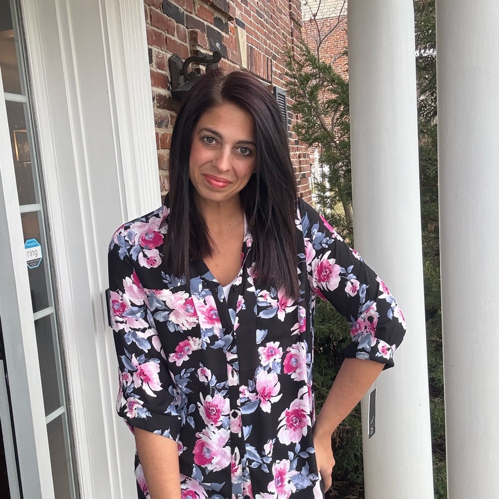 Floral Black and Pink Women's Top